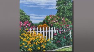 (15 Correa Art) Acrylic Painting Flower Fence _ Correa Art