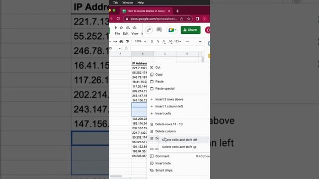 Remove Blanks Explained in 15 Seconds Google Sheets Excel #googlesheets #excel #googlesheetstips