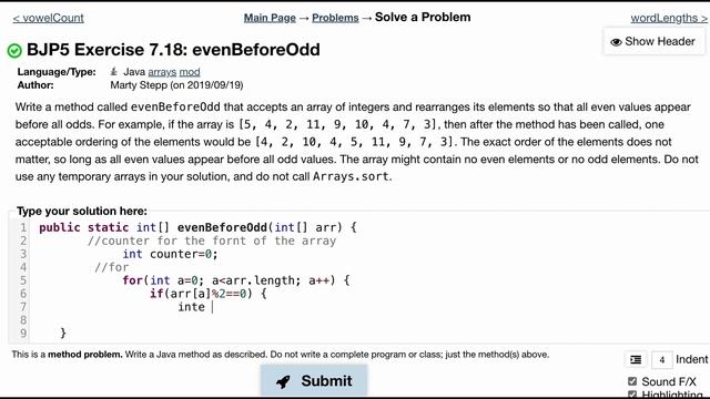 Java Practice It | Exercise 7.18: evenBeforeOdd | arrays, condition, if, for loop смотреть онлайн