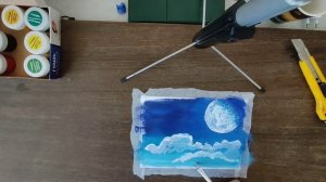 Как нарисовать гуашью лунный пейзаж с облаками | ➤ gouache drawing