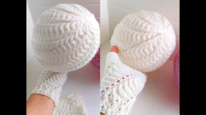 ✔ Время вязать шапочки на осень! Очаровательный, женственный ажурный узор по диагонали комплекте