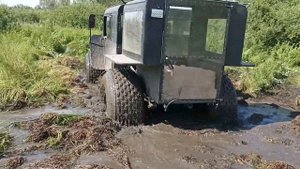 Испытание вездехода Соломономобиль R5, заболоченная пойма.