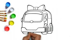 Робокар Поли мультик по рисованию, рисуем и раскрашиваем персонажа машинку Эмбер Robocar Poli