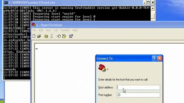 MineCraft mcTelnet + HyperTerminal SMP Remote Server Control смотреть онлайн