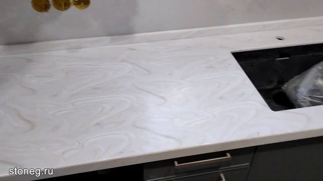 Grandex M 701 Hazel Flow Marble Ocean - столешница из искусственного камня