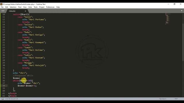 7. Penggunaan Switch, For, Foreach, While Pada PHP || Belajar Web Bersama PK Corporations