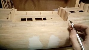 53 Режем и корректируем порты. Сборка Повелителя морей от деагостини.