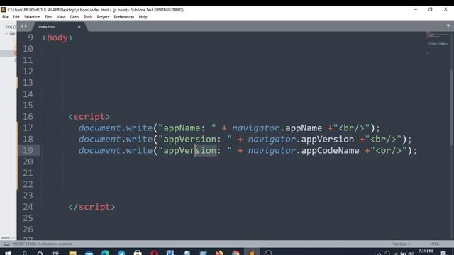 Javascript Browser Object Model BOM Navigator Object Methods Part 4
