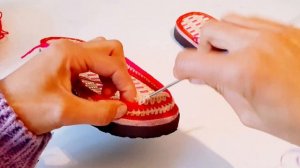 Өте оңай аяқ киім тоқу.домашний тапочки. slippers. wonderful beautiful shoe knitting handwork #334