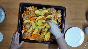 ОЧЕНЬ ВКУСНЫЙ БЫСТРЫЙ УЖИН. Курица с тыквой и картофелем в духовке/Chicken with pumpkin