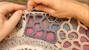 Вязаная сетка крючком воздушными петлями Фриформ крючком