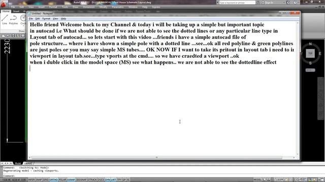 Why dotted lines not visible in Layout Tab? Use PSLTSCALE System variable