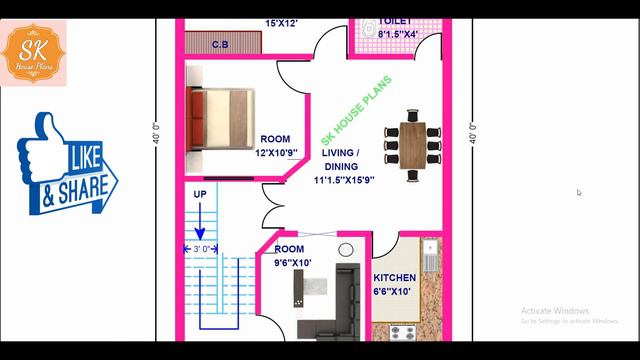 HOUSE PLAN 25' X 40’ / 1000 SQ.FT / 111 SQ.YDS / 93 SQ.M / 111 GAJ / 4k / WITH INTERIOR смотреть онлайн
