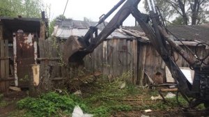 Наш дом. Корчевка пней.