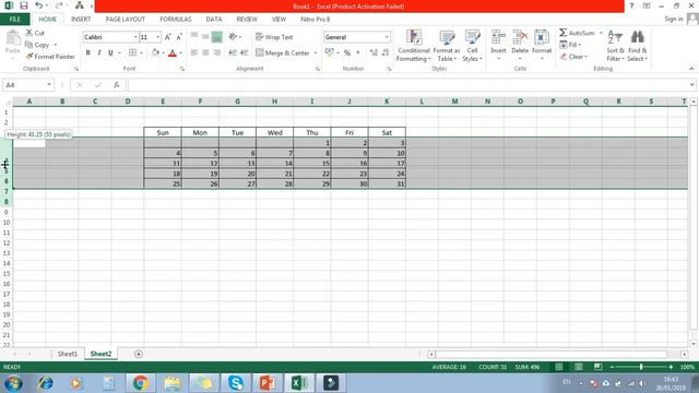 How to make a calendar in Excel 2013/2010