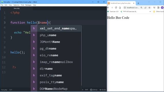 PHP Function With Parameters Tutorial in Bangla