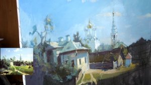 Копия картины Поленова "Московский дворик"