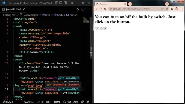 On/Off button with bulb using Html, CSS, Java script | hover effect #javascript #html #css #python