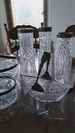 Хрусталь с мельхиором и серебром - классика советского хрусталя...