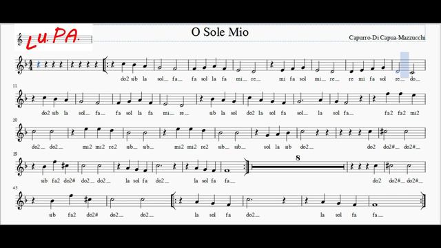 O sole mio - Karaoke - Flauto dolce - Spartito - Note - Canto - Instrumental - Musica смотреть онлайн
