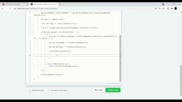 Hacker Rank Day 28 :RegEx, Patterns, and Intro to Databases| HackerRank Solution | 30 Days Of Code