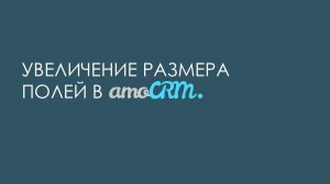 Новая функция в amoCRM - увеличение размера полей