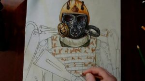 Как нарисовать СТАЛКЕРА в ЭКЗОСКЕЛЕТЕ? Часть 2. (Рисунок в цвете)