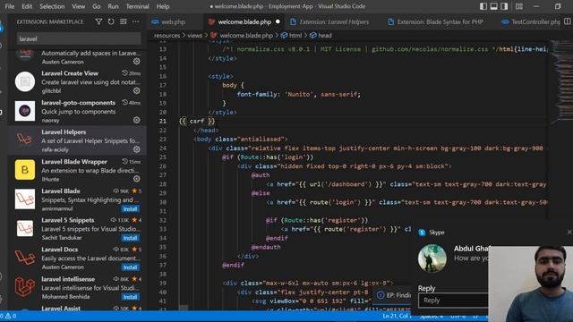 (09) Setup Visual Studio Code for Laravel Development | Install Laravel Helper Extension