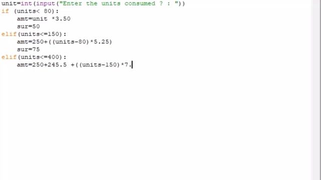 Python Program to Calculate Electricity Bill