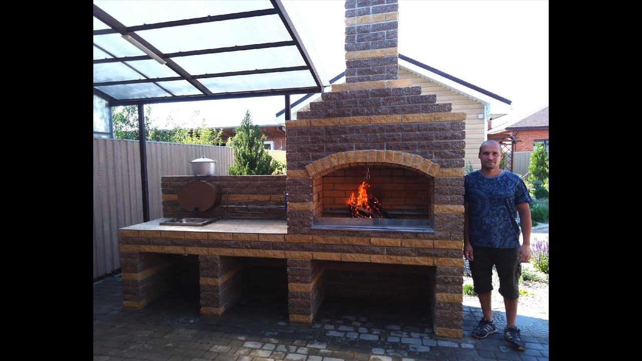 Мангал из кирпича с вертелем своими руками, подробная порядовка смотреть онлайн
