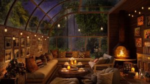 ? Rainy Night Forest at Cozy Coffee Shop - Smooth Jazz with Rain Sounds For Relax, Study and Sleep