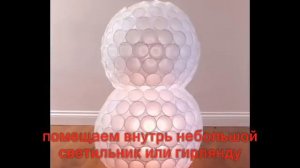 МК - снеговик из пластиковых стаканчиков ///// Master Class - a snowman out of plastic cups