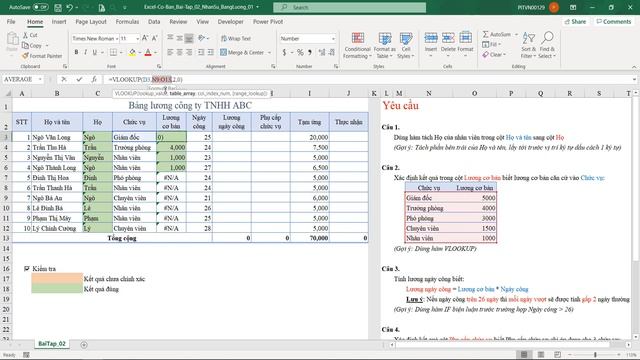 Bài tập thực hành Ứng dụng Excel trong công việc - Đề số 02. #excel #phandongexcel смотреть онлайн