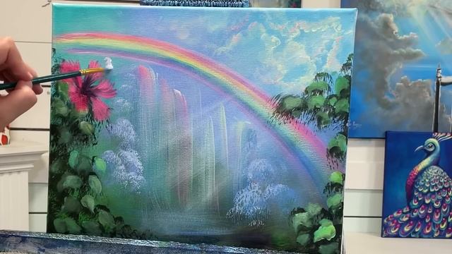 How To Paint “HUMMINGBIRD & HIBISCUS” acrylic смотреть онлайн