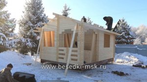Сборка домика из мини-бруса в зимних условиях