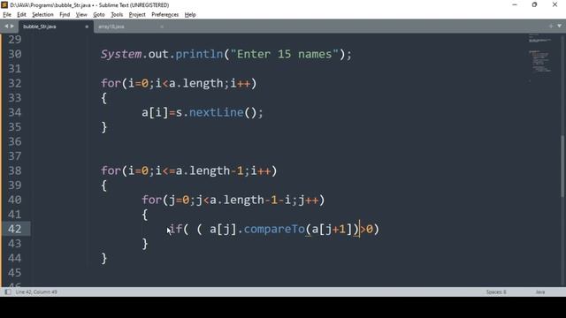 Bubble Sort for Strings/Names||Arrays in JAVA