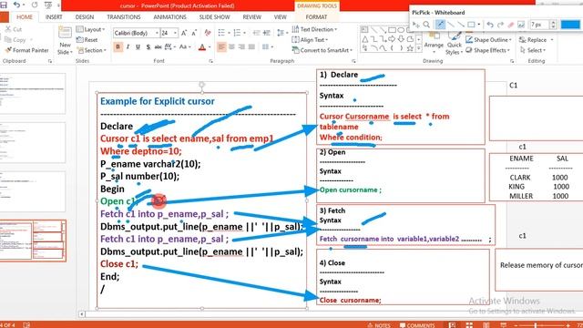 Explicit cursor used in pl/sql смотреть онлайн