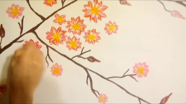 DIY:ДЕКОР КОМНАТЫ.РИСУЕМ ЦВЕТЫ НА СТЕНЕ\ПЕЧКЕ АКРИЛОВЫМИ КРАСКАМИ.DECOR PICTURE ON WALL.