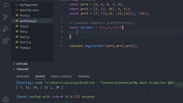 sort array | javascript interview questions | reacjs interview questions | flat array