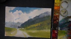 Watercolor painting tutorial - Cloudy Sky