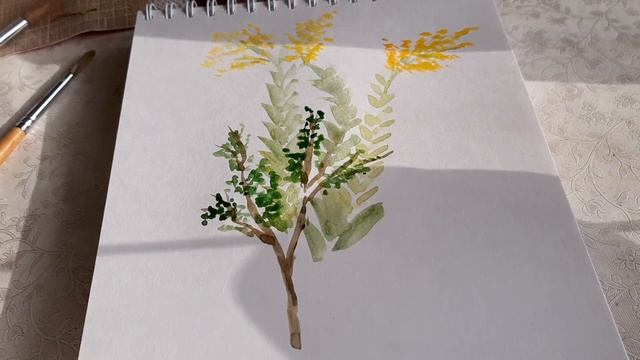 Букет полевых цветов акварелью. Рисуем золотарник и вереск смотреть онлайн