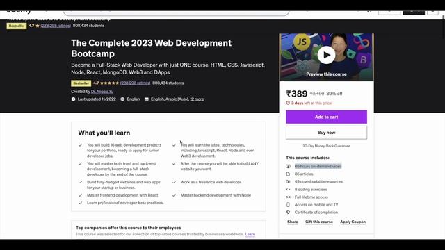 Best Web Development Course with Certification on Udemy