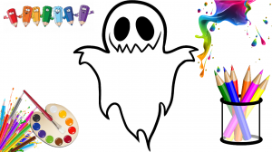 Как нарисовать милое приведение. Мультик раскраска для детей. Простые рисунки. Учим цвета