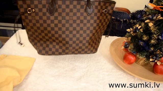 Сумка Louis Vuitton Damier Ebene Canvas Neverfull GM смотреть онлайн