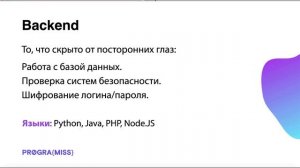 Различия frontend и backend.