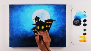 Acrylic Painting Tutorial | Halloween Painting | Halloween House Painting | Aham art