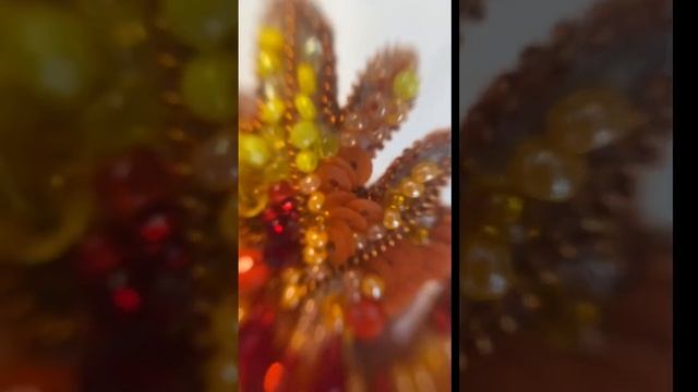 Брошь кленовый лист | brooch autumn leaf |  вышитая бисером