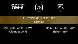 OM SYSTEM OM-5 vs. Nikon Z6 II: A Comparison of Specifications