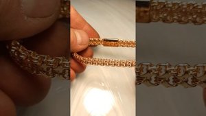 Золотой полновесный браслет. Плетение «Рамзес»