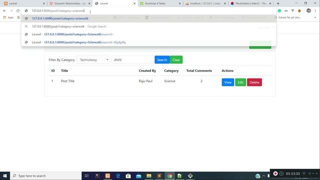 CRUD application in LARAVEL with filter, search and sort functionality